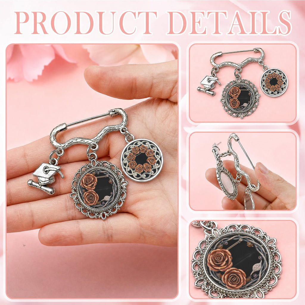 Rich and Rich Women's Burnt Orange Roses Charm Brooch