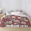 Rich and Rich Burgundy Botanical Sherpa Fleece Blanket Sherpa Fleece Blanket 90"x108" - Rich and Rich Homeopportunities