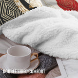 King-size Sherpa fleece blanket with tribal Elegance Harmony design, 90 by 108 inches — side view