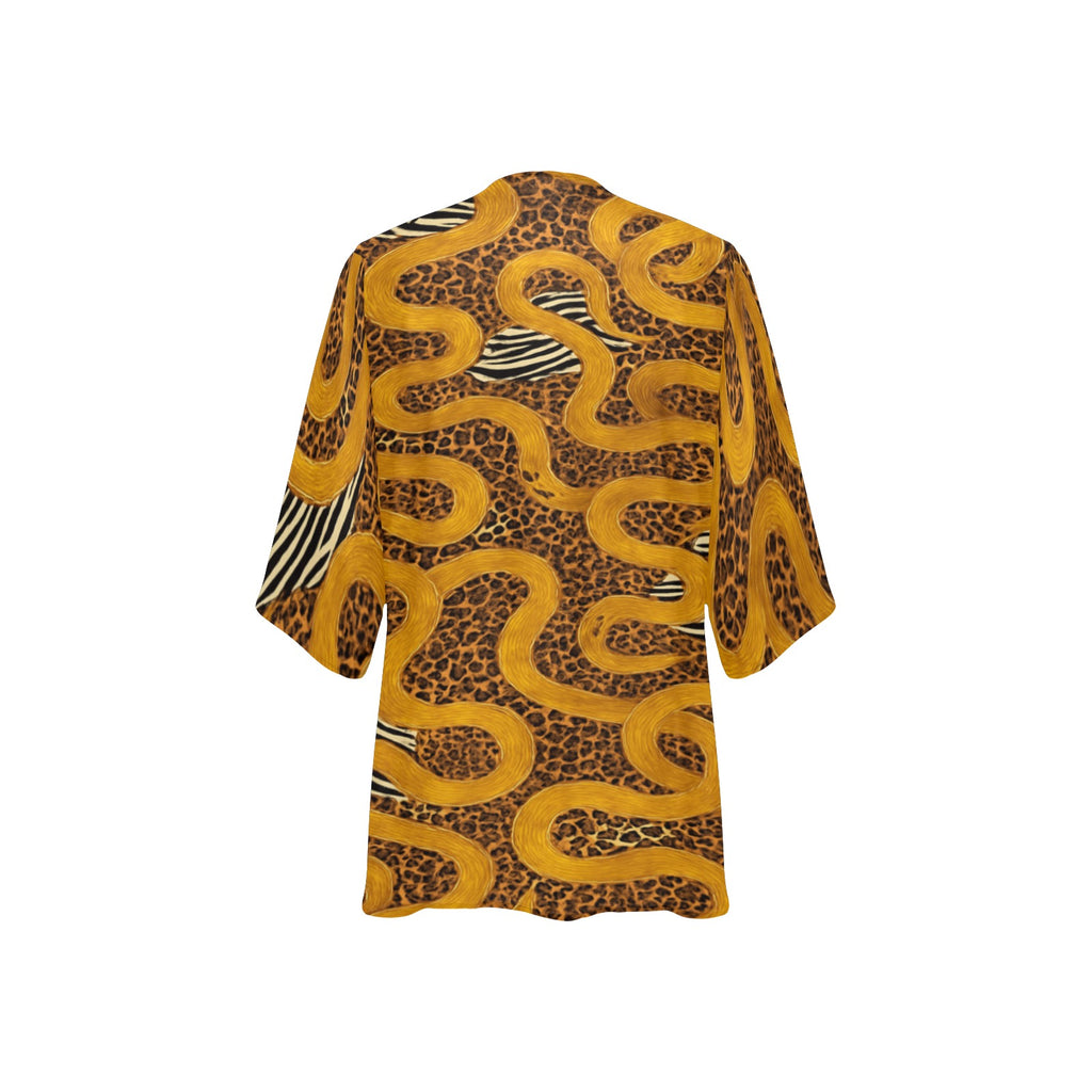 Rich and Rich Brown Animal Print Pants and Kimono Set