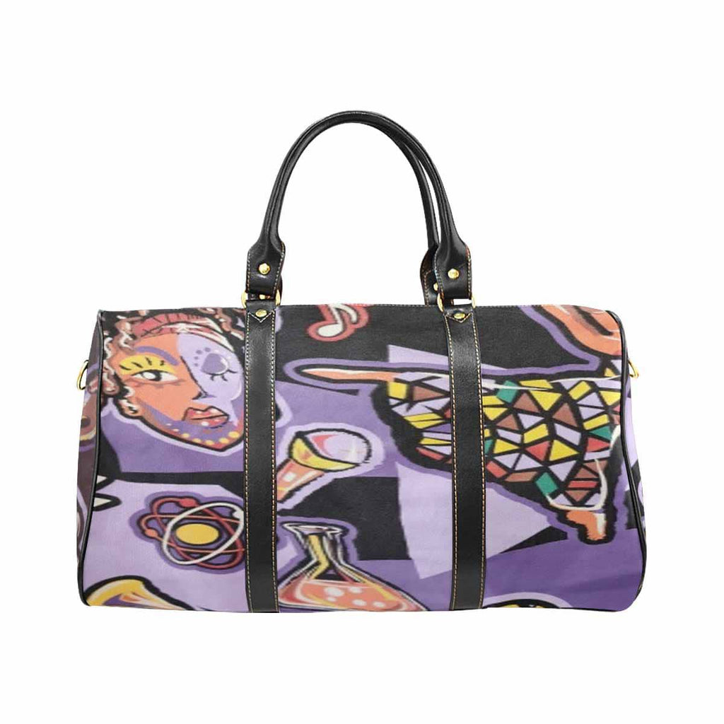 R&RH Purple Abstract Travel Bag made from waterproof fabric with shoulder strap