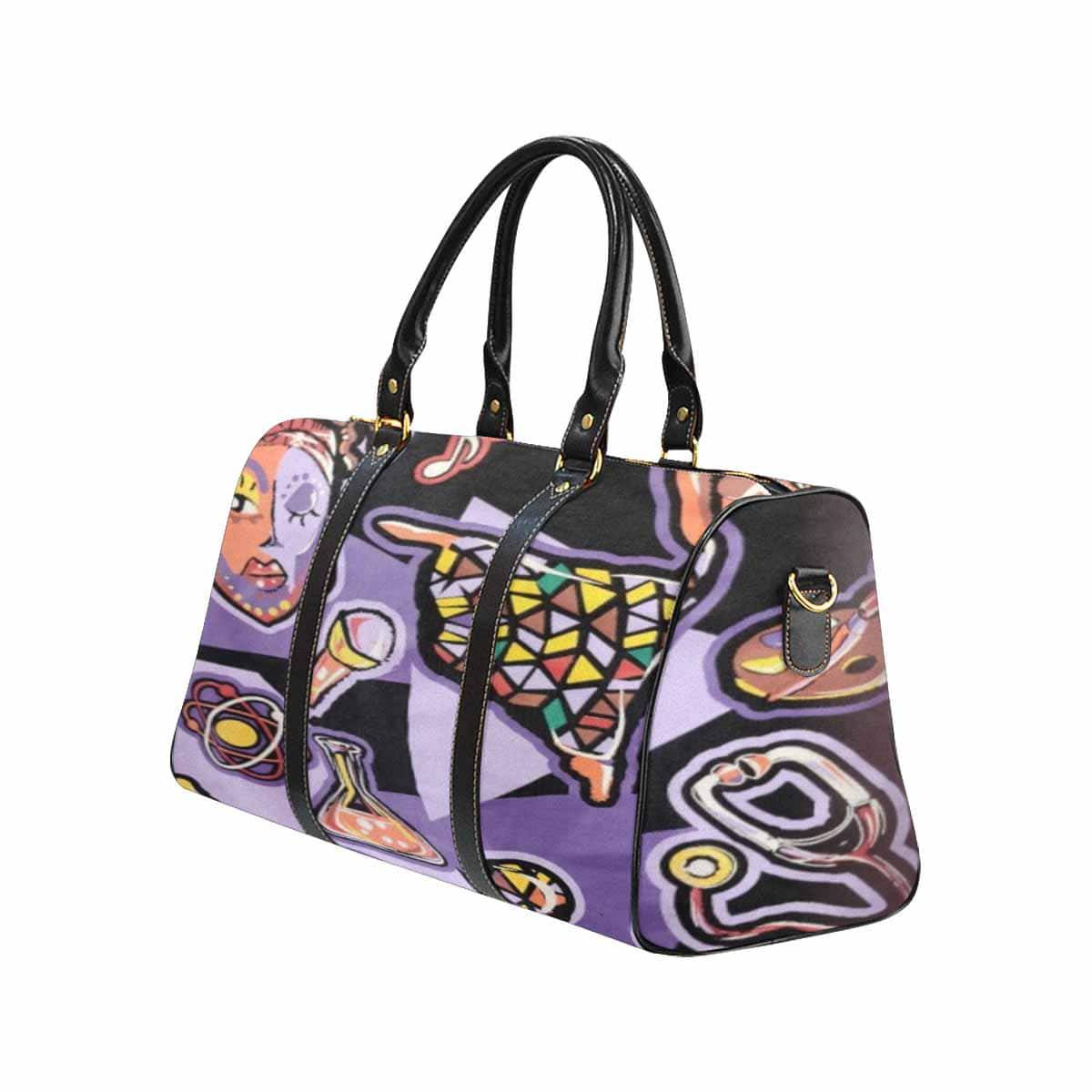 R&RH Purple Abstract Travel Bag made from waterproof fabric with shoulder strap