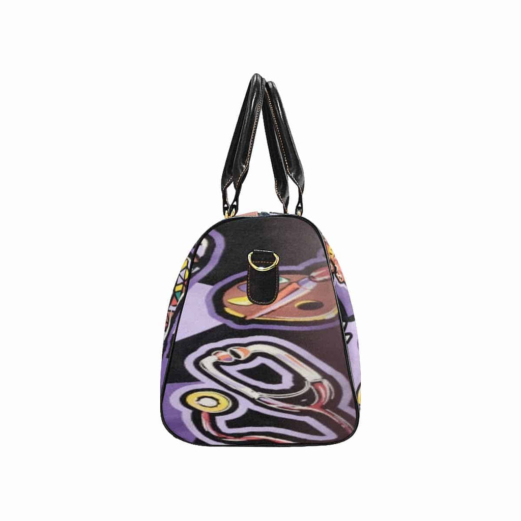 R&RH Purple Abstract Travel Bag made from waterproof fabric with shoulder strap