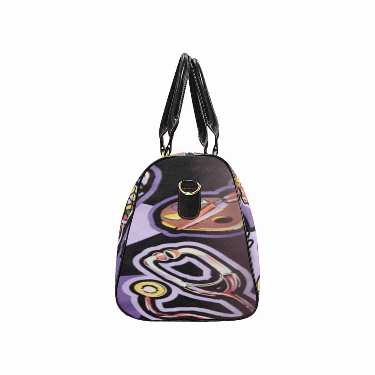 R&RH Purple Abstract Travel Bag made from waterproof fabric with shoulder strap