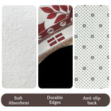 Crimson tribal three-piece bathroom rug set with toilet lid cover and non-slip backing — product detail