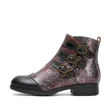 Load image into Gallery viewer, Genuine Leather Hand Painted Flat Boots
