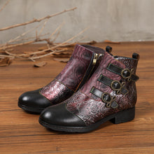 Load image into Gallery viewer, Genuine Leather Hand Painted Flat Boots
