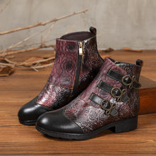 Load image into Gallery viewer, Genuine Leather Hand Painted Flat Boots
