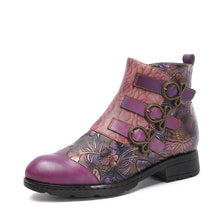 Load image into Gallery viewer, Genuine Leather Hand Painted Flat Boots
