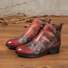 Load image into Gallery viewer, Genuine Leather Hand Painted Flat Boots
