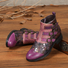Load image into Gallery viewer, Genuine Leather Hand Painted Flat Boots
