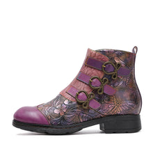 Load image into Gallery viewer, Genuine Leather Hand Painted Flat Boots
