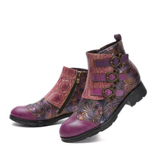 Load image into Gallery viewer, Genuine Leather Hand Painted Flat Boots
