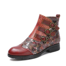 Load image into Gallery viewer, Genuine Leather Hand Painted Flat Boots
