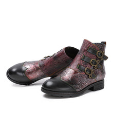 Load image into Gallery viewer, Genuine Leather Hand Painted Flat Boots
