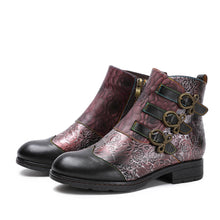 Load image into Gallery viewer, Genuine Leather Hand Painted Flat Boots
