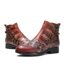 Load image into Gallery viewer, Genuine Leather Hand Painted Flat Boots
