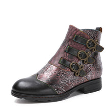 Load image into Gallery viewer, Genuine Leather Hand Painted Flat Boots
