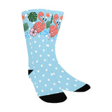 A Critter Kicks Girl Flamingo Blue Polka Dot Socks