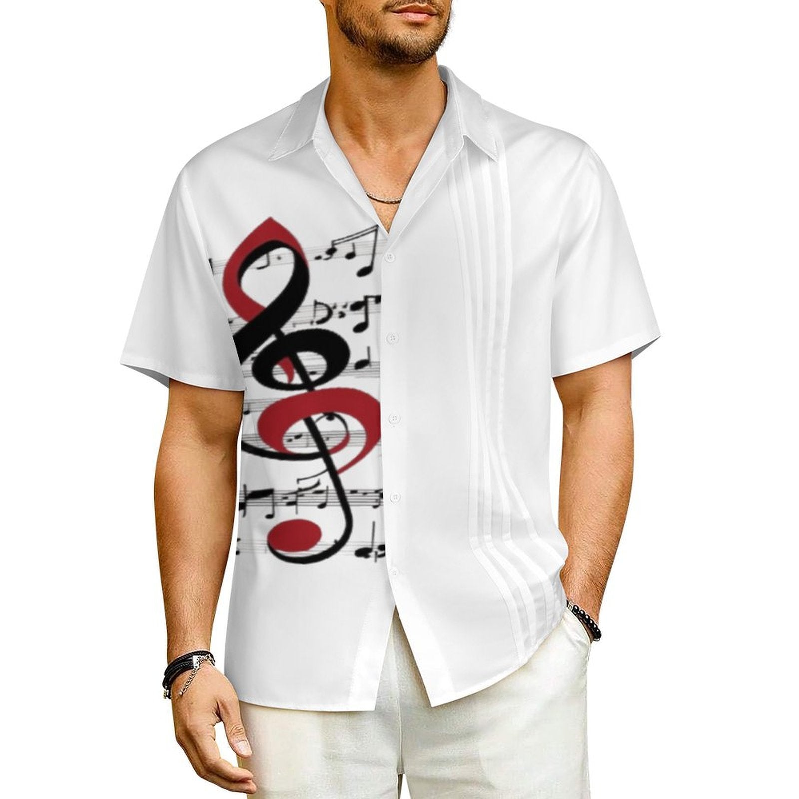 Men's short sleeve lapel collar shirt in light fabric with button front