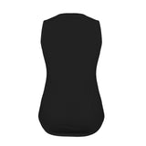 Black women's V-neck sleeveless tank top with chest pockets and side slits — additional view 6