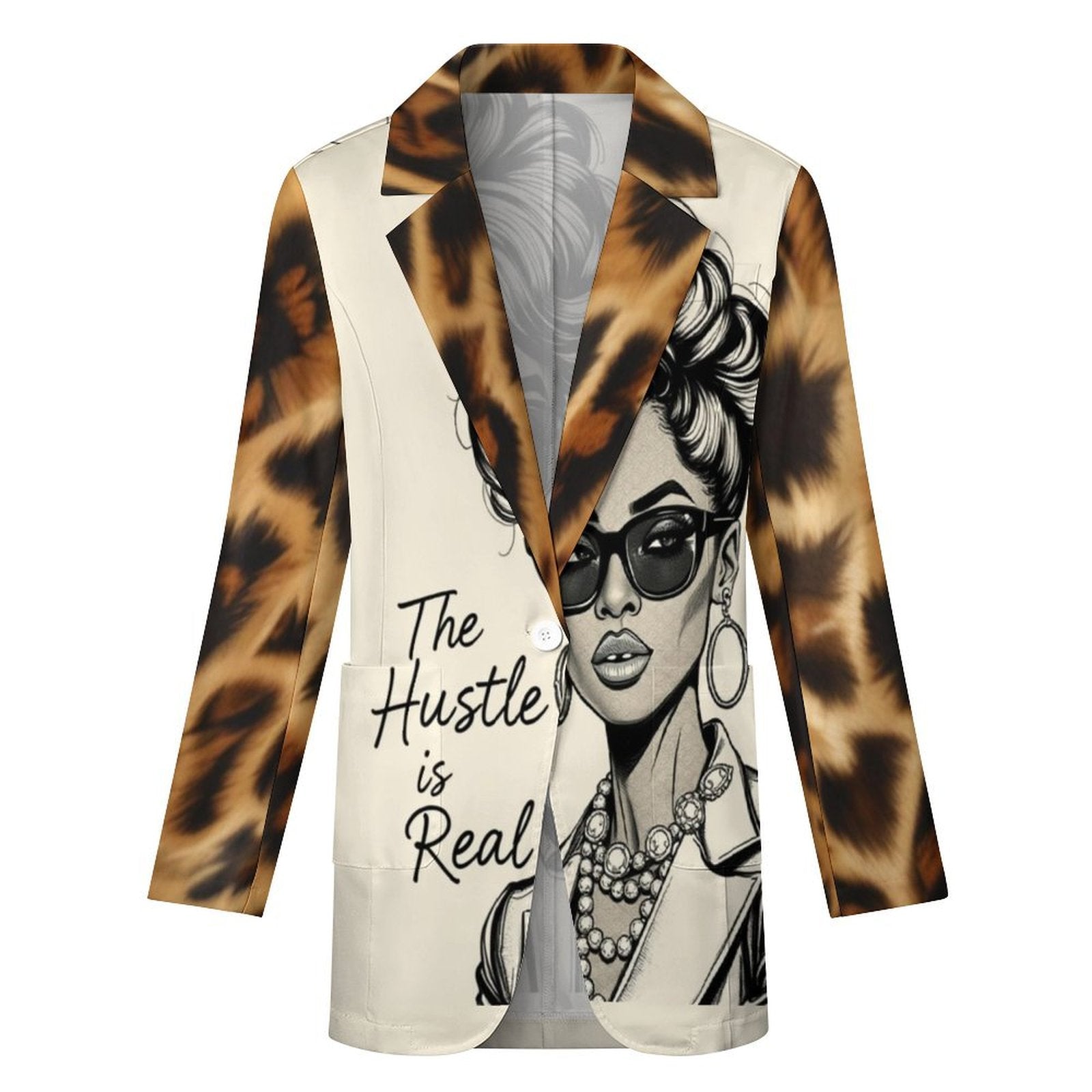 Rich and Rich Brown Animal Print Caricature Women's Pants Suit