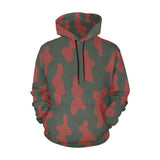 Men's red camouflage pullover hoodie with kangaroo pocket and ribbed cuffs — product detail