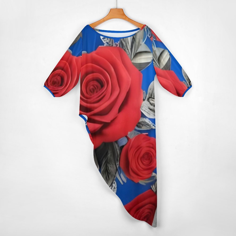 Women's off shoulder two-piece set featuring diagonal shoulder design in soft polyester blend
