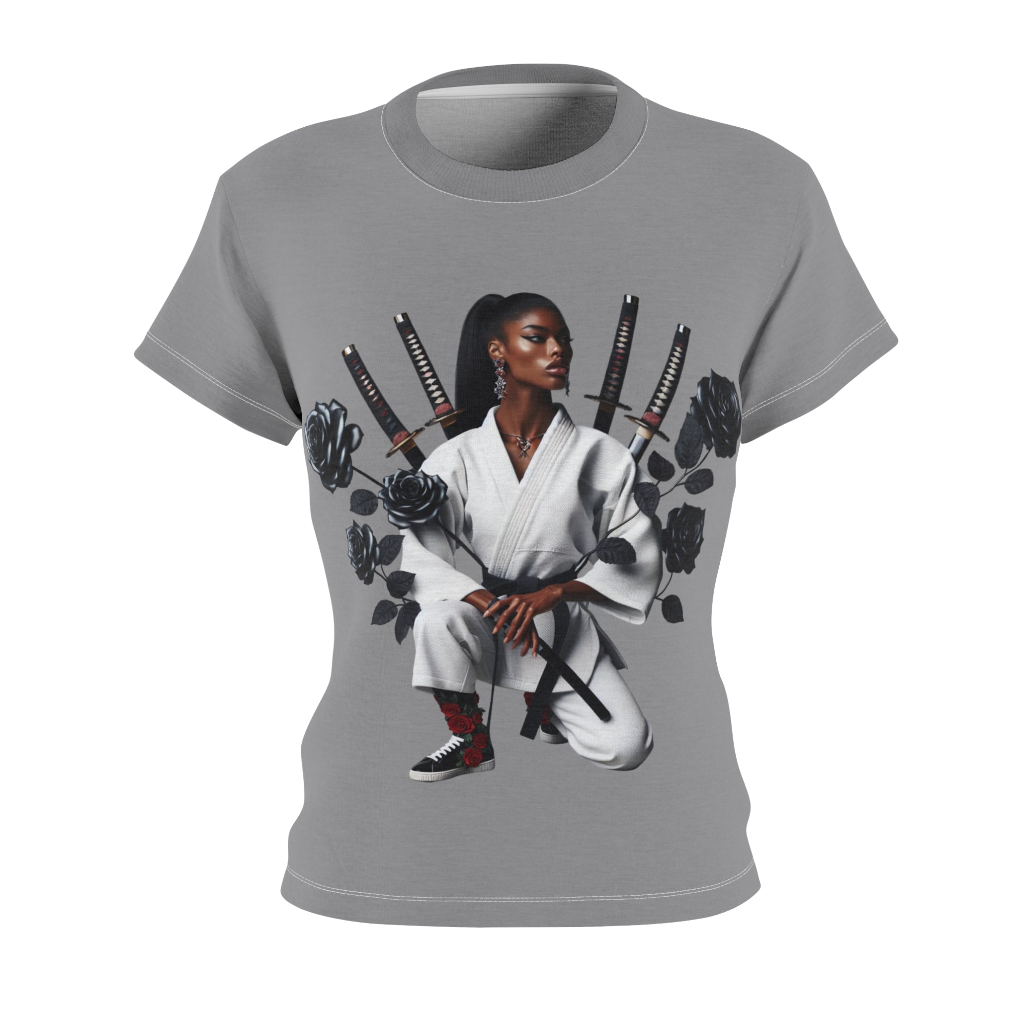 R&RH Empowered Women’s Grey Tee - Samurai Style Graphic Shirt