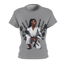 Load image into Gallery viewer, R&amp;RH Empowered Women’s Grey Tee - Samurai Style Graphic Shirt
