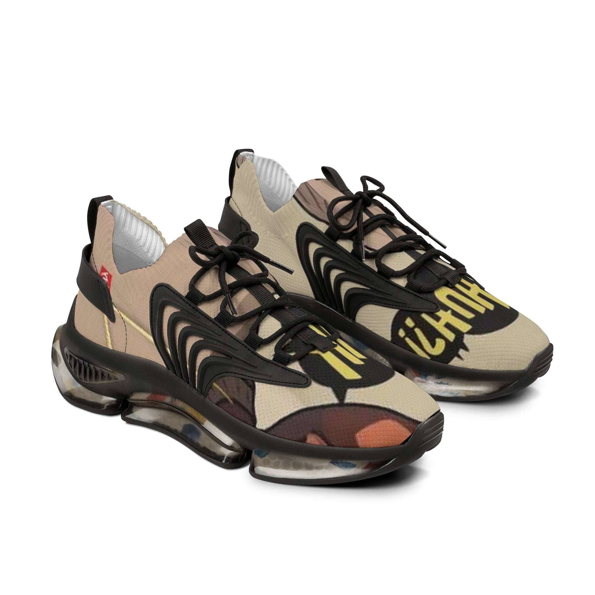 Huh?! Men's black mesh sneaker with white sole and breathable design