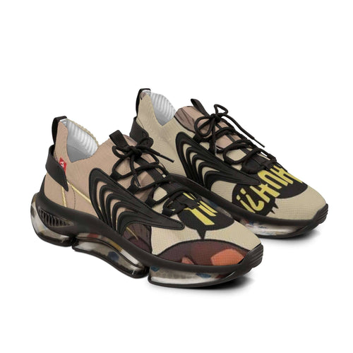 Huh?! Men's black mesh sneaker with white sole and breathable design