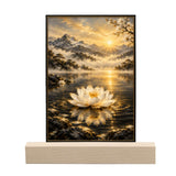 Rich and Rich White Lotus Photo Frame Acrylic Photo  4"x6" with 15cm Stand