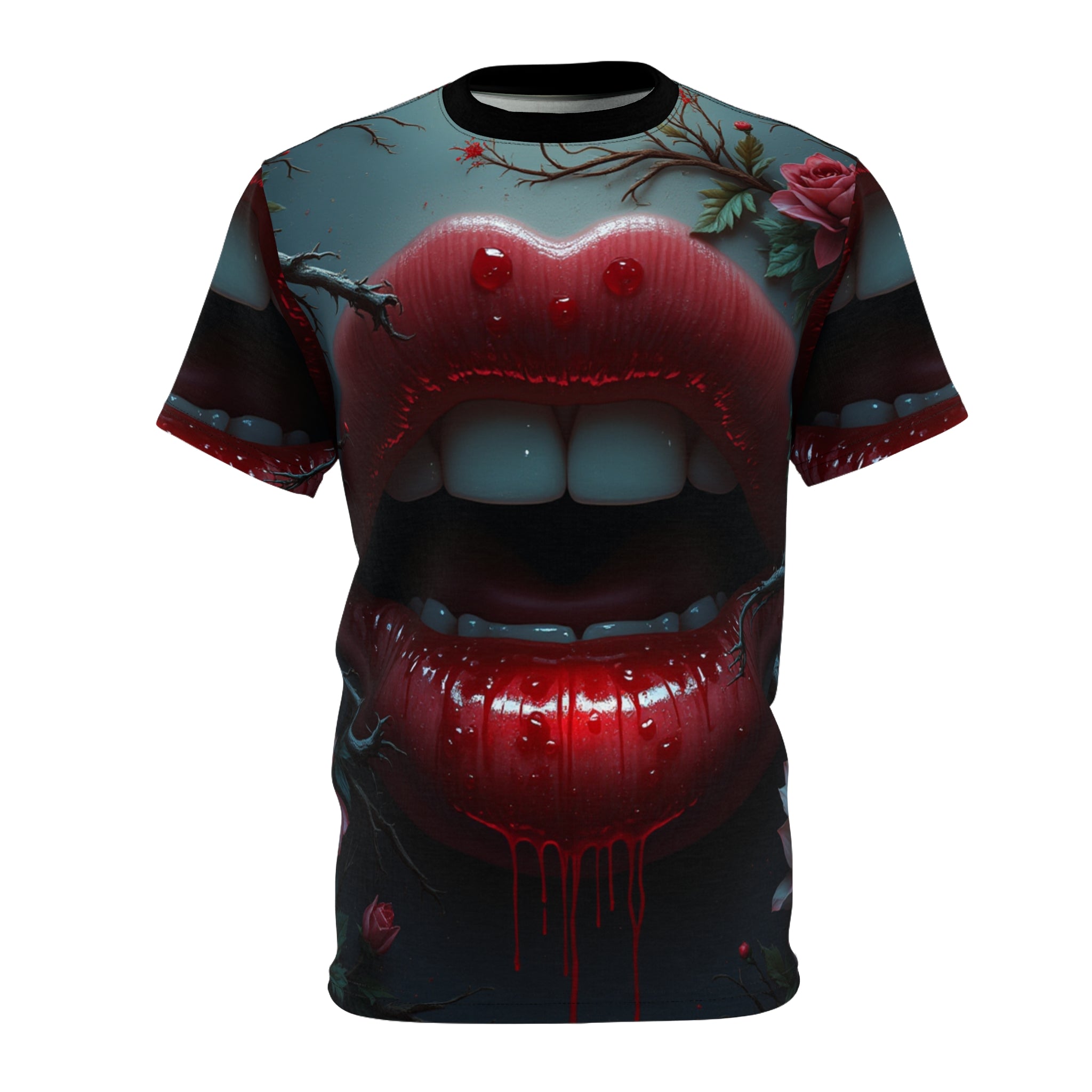 Vampiric Kiss Unisex Tee, Halloween Shirt, Graphic Tee, Gothic Fashion, Alternative Wear, Horror Culture, Artistic Apparel