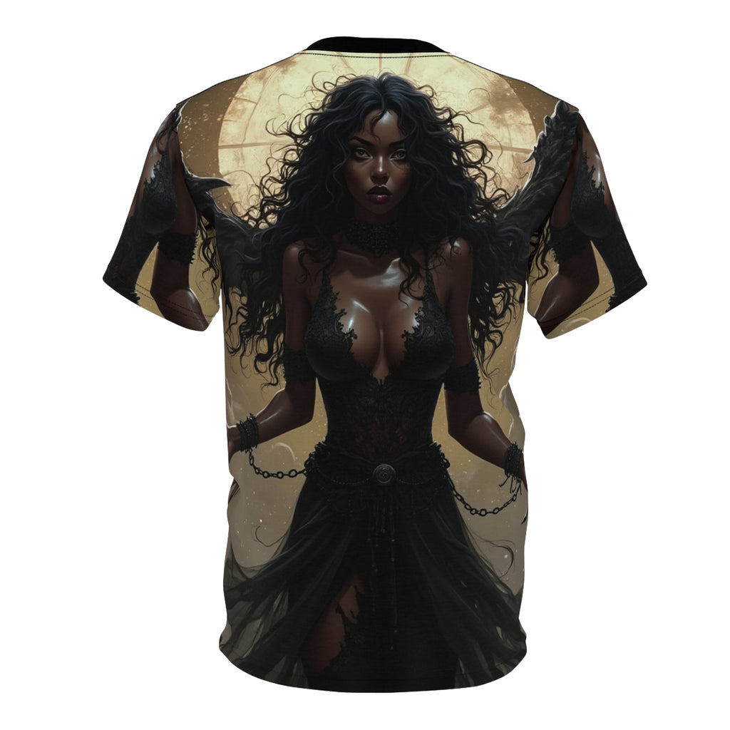 Gothic Angel Unisex All Over Print Graphic Tee featuring dark fantasy artwork