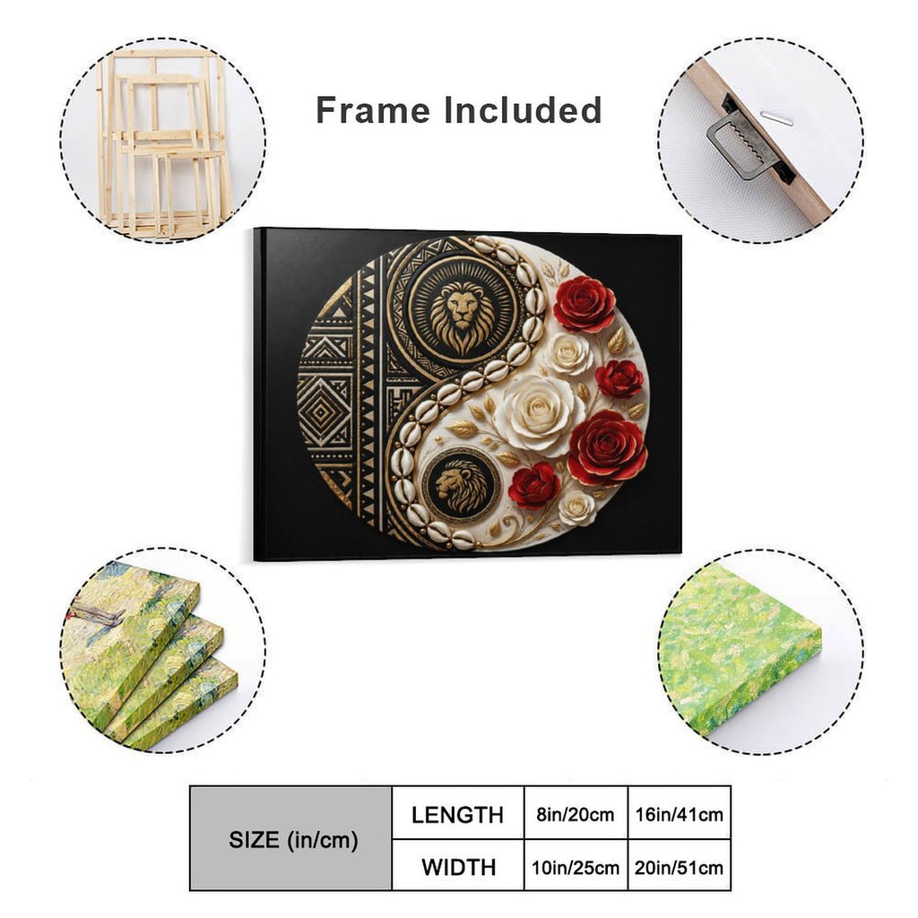 Rich and Rich Luxury Yin-Yang with Tribal Accents Framed Canvas Wall Art - Rich and Rich Homeopportunities