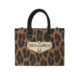 Animal print PU leather handbag with top handle and adjustable shoulder strap — alternate view