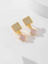 Load image into Gallery viewer, European American Zircon Earrings in Various Colors - Square Fashion Style
