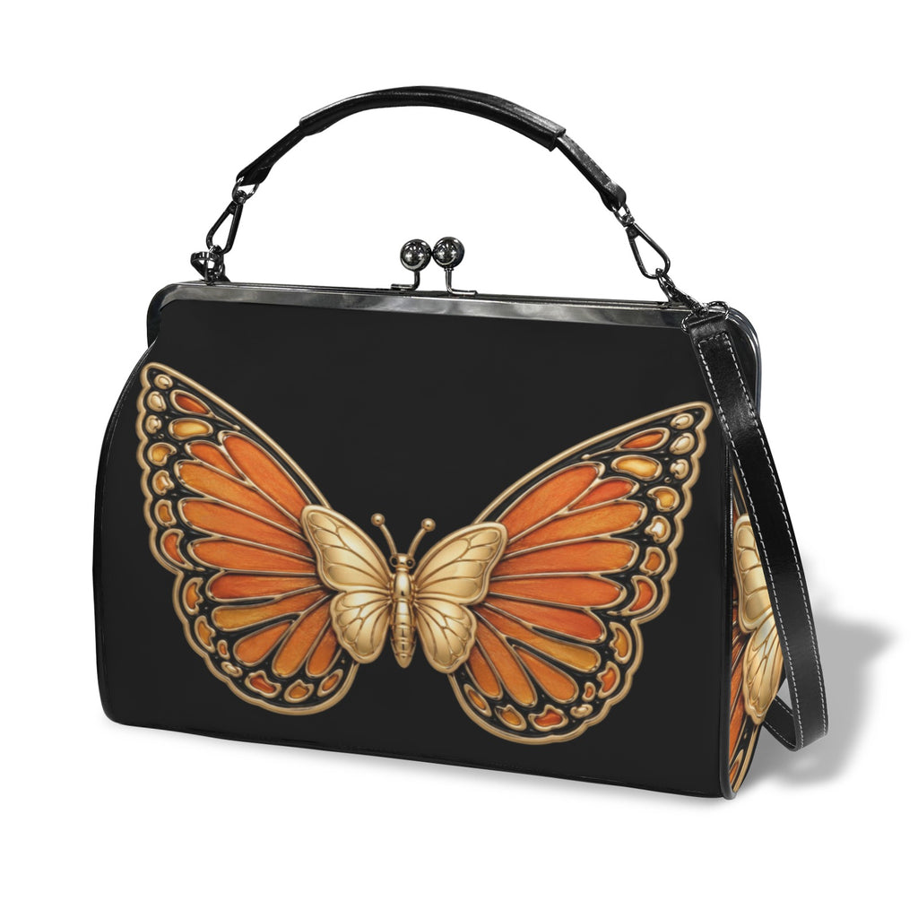 Rich and Rich Women's Orange Monarch Kisslock Crossbody Shoulder Bag - Rich and Rich Homeopportunities