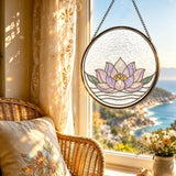 Rich and Rich WanderGlow Thai Sacred Lotus Stained Glass Suncatcher 11.8inch