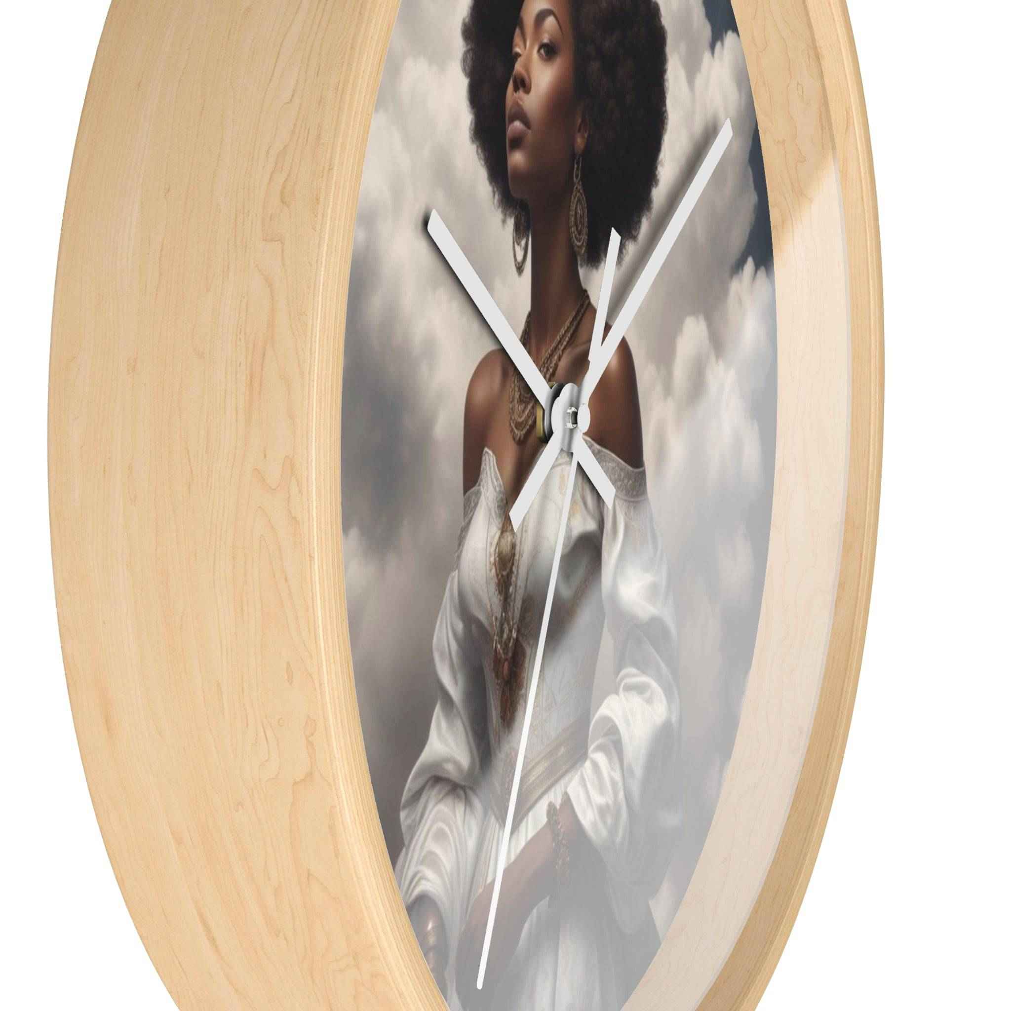 Square 10-inch wall clock with wood frame, plexiglass face, and a quiet metal mechanism — additional view 6