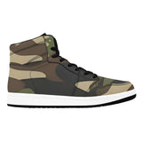 Camo green high-top men's sneakers with synthetic leather panels and rubber outsole — additional view 16