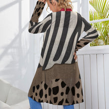Load image into Gallery viewer, Rich and Rich Women&#39;s Brown, Beige, Red, Striped Mid-Length Cardigan
