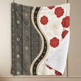 King-size Sherpa fleece blanket with tribal Elegance Harmony design, 90 by 108 inches — alternate view
