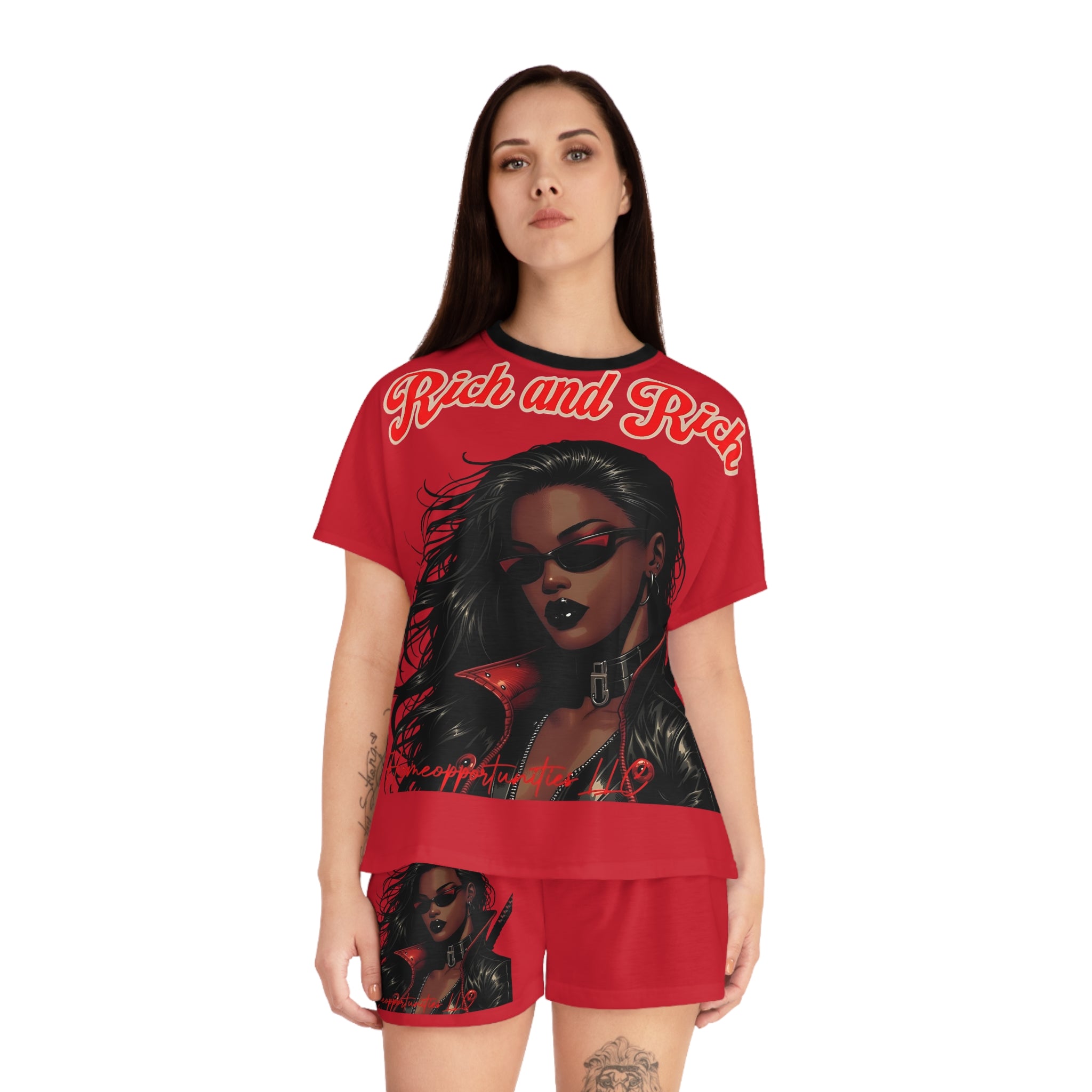 R&RH Luiiloviie Women's Vivid Graphic Red Pajama Set - Rich and Rich Design