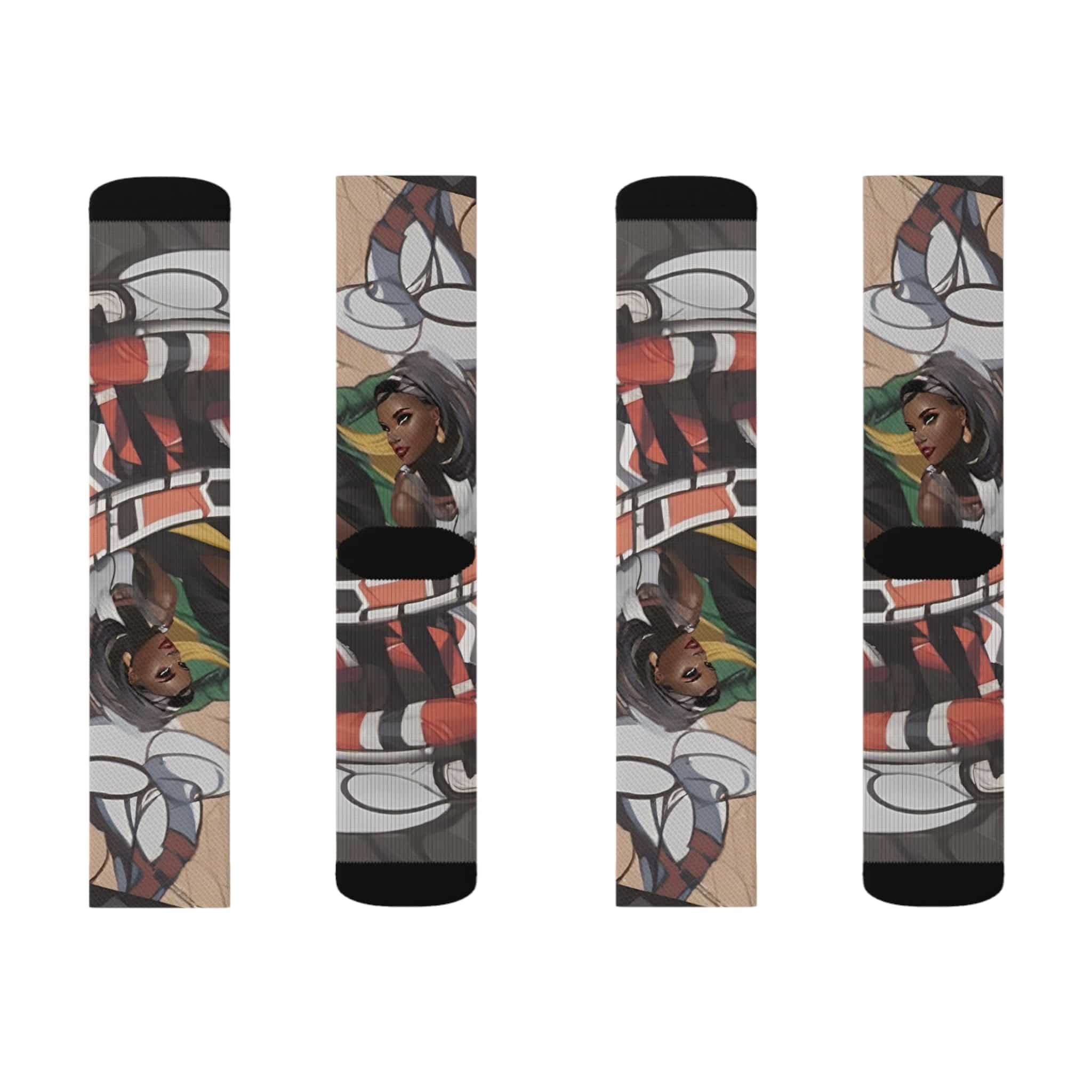 R&RH Lady Viper Socks with vibrant all over print and cushioned bottoms