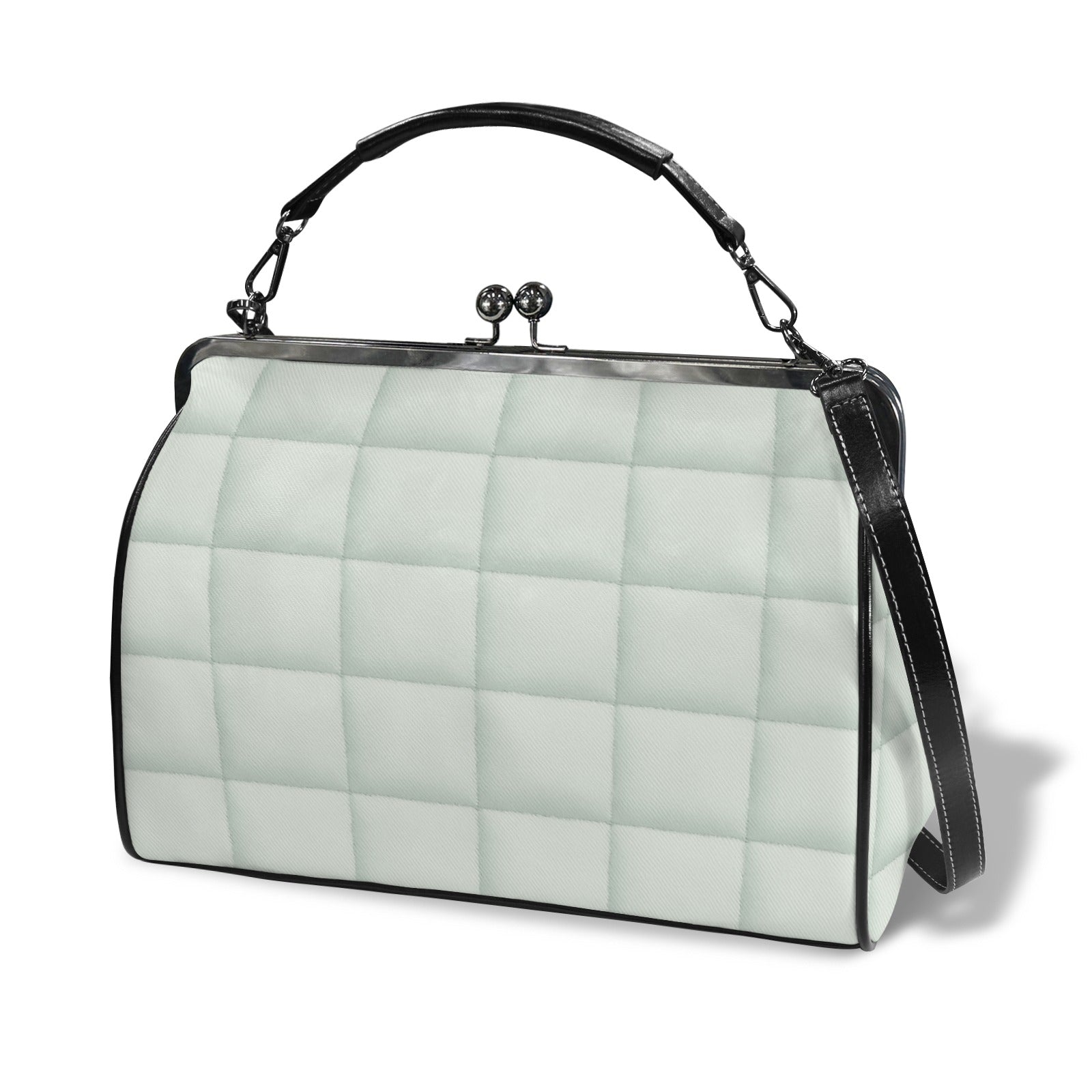 Rich and Rich Lime Kisslock Women's Large Crossbody Shoulder Bag in waxed PU leather