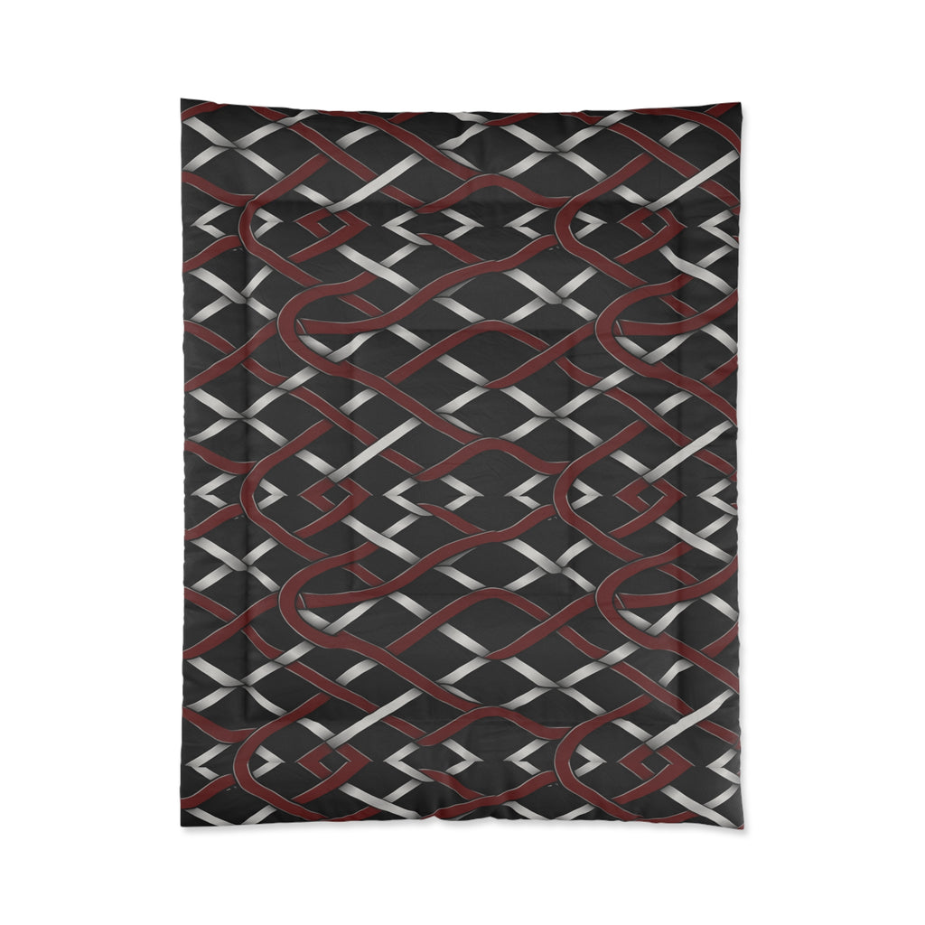 Rich and Rich Red and Gray Modern Geometric Comforter on bed in stylish bedroom