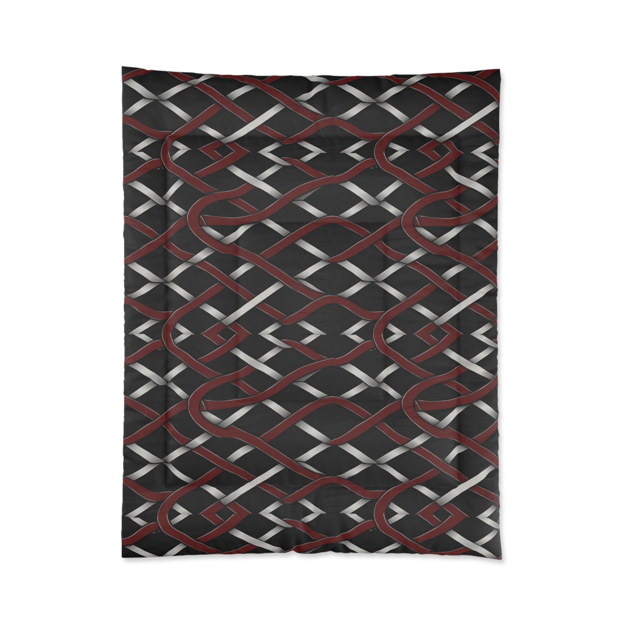 Rich and Rich Red and Gray Modern Geometric Comforter on bed in stylish bedroom