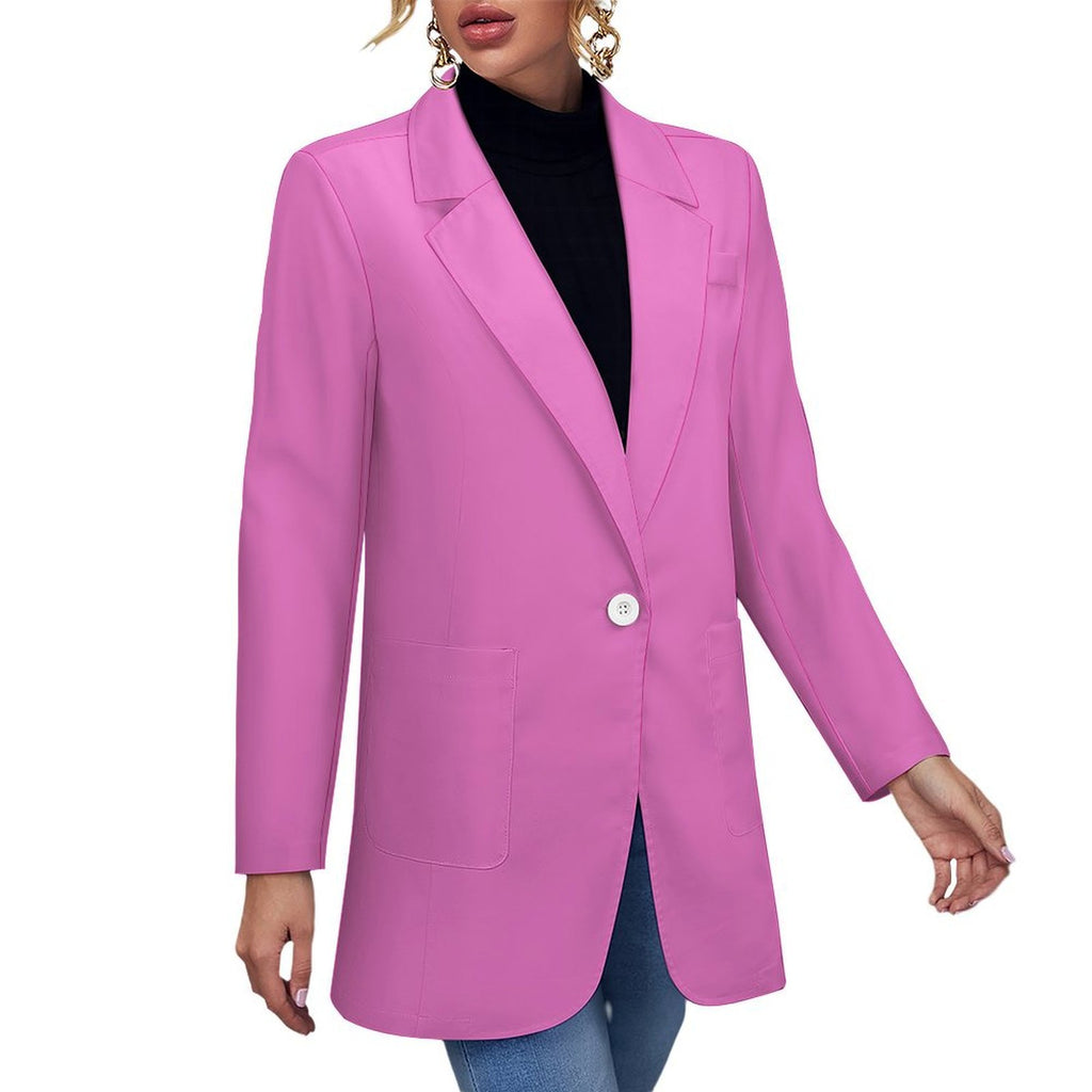 Rich and Rich Women's Pink Blazer made of 100% polyester with vibrant pink all-over print